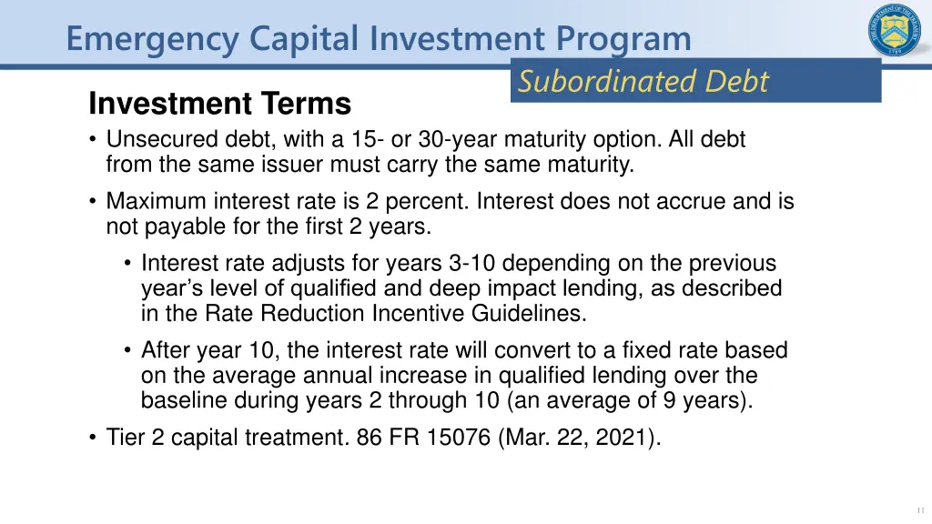 emergency capital investment program 10