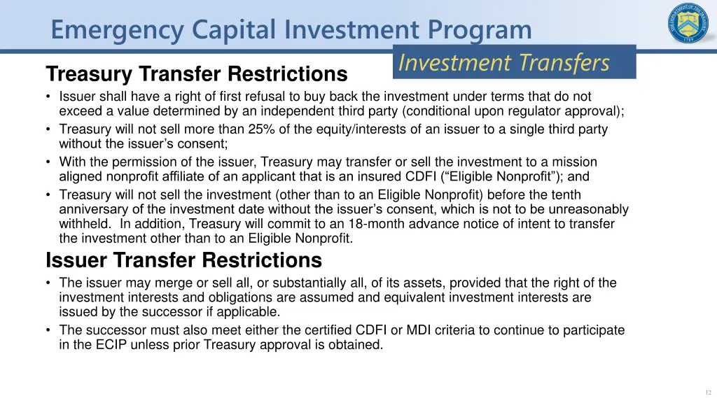 emergency capital investment program 11