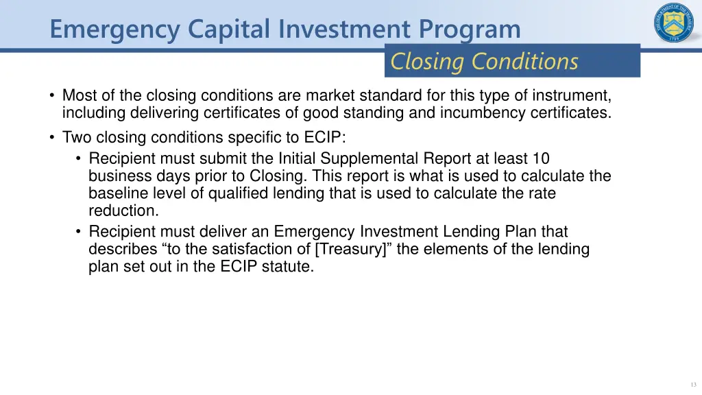 emergency capital investment program 12