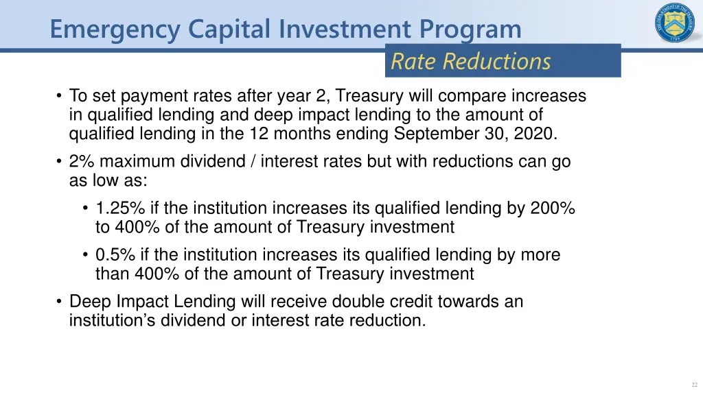 emergency capital investment program 21