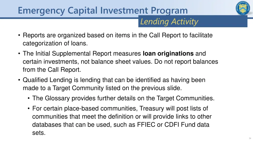 emergency capital investment program 25