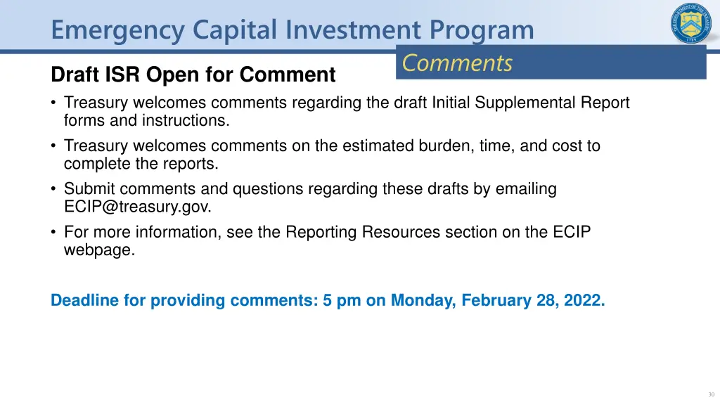 emergency capital investment program 29