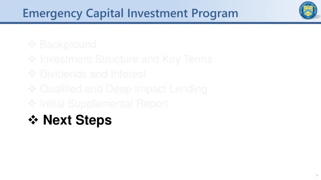 emergency capital investment program 30