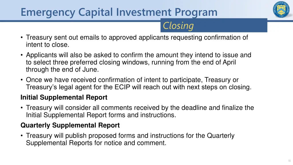 emergency capital investment program 31