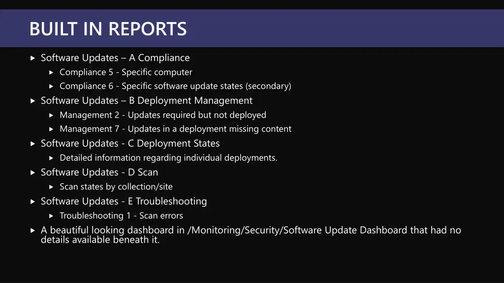 built in reports