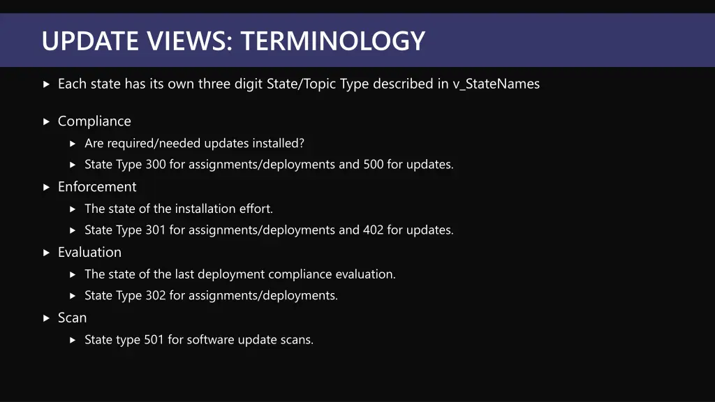 update views terminology