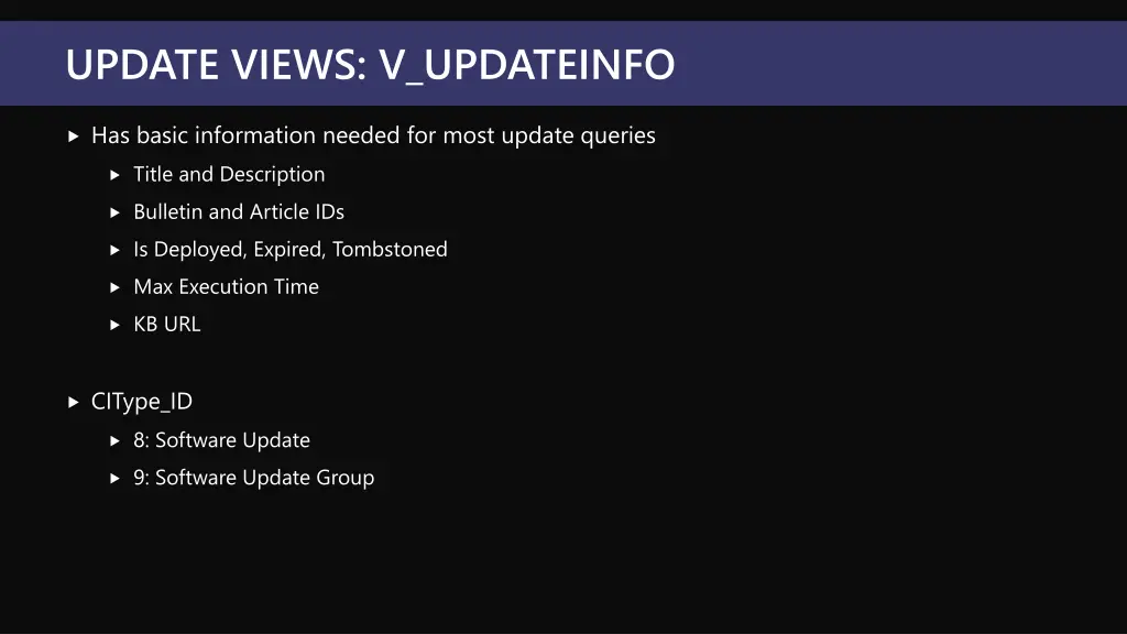 update views v updateinfo