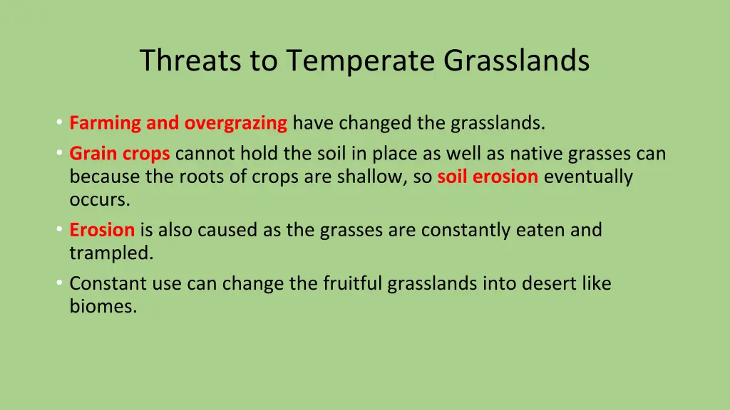 threats to temperate grasslands