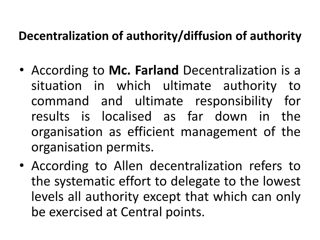 decentralization of authority diffusion