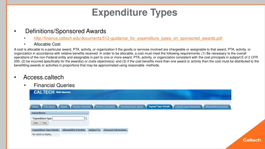 expenditure types