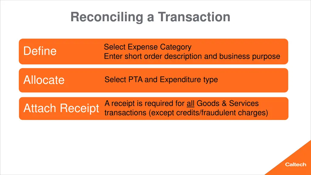 reconciling a transaction