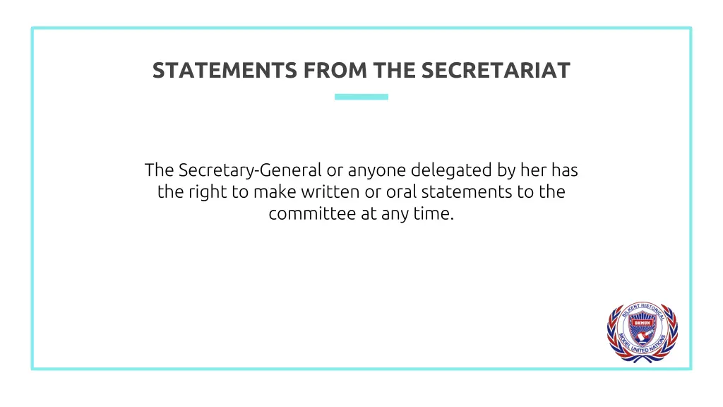 statements from the secretariat