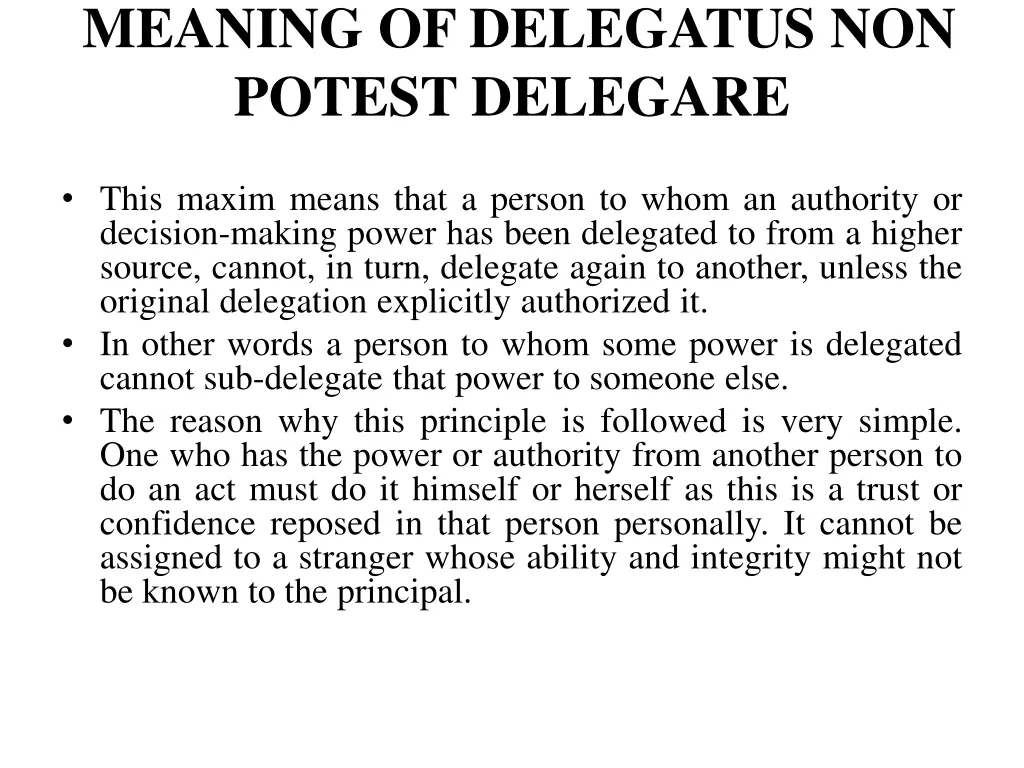 meaning of delegatus non potest delegare