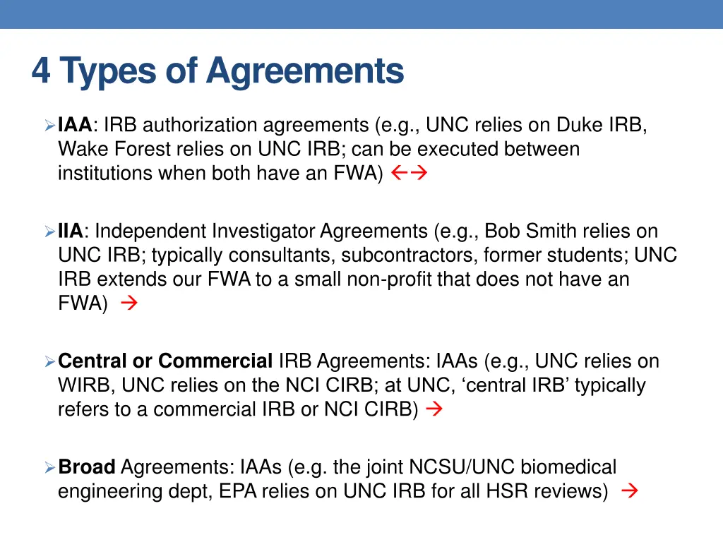 4 types of agreements