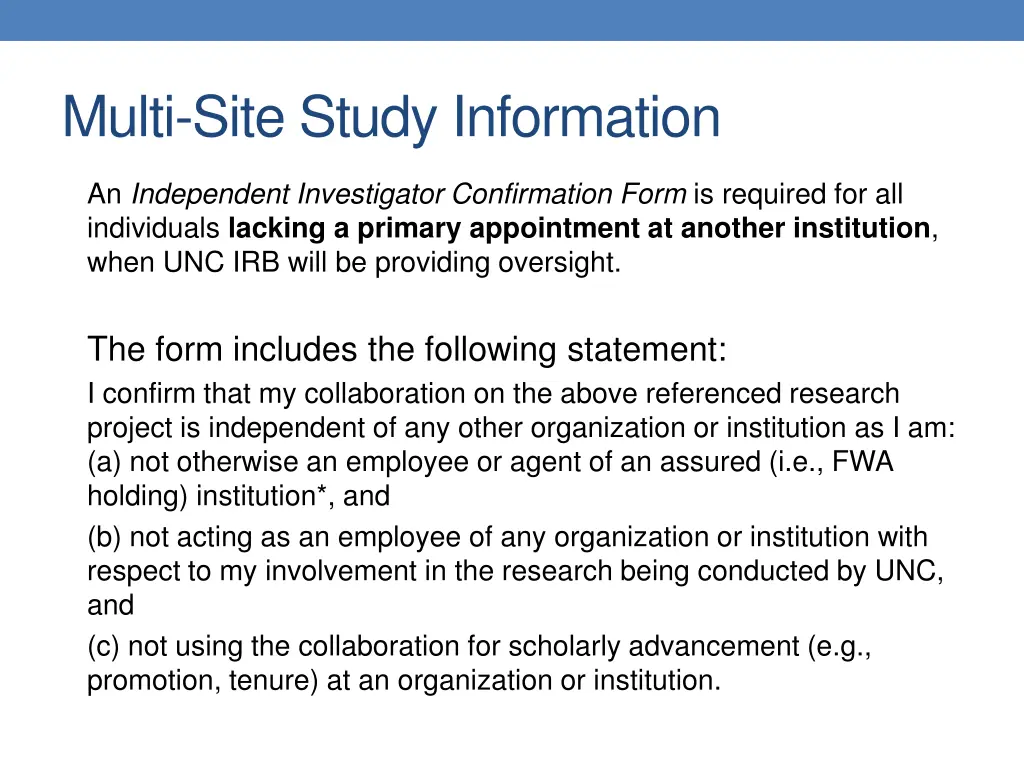 multi site study information