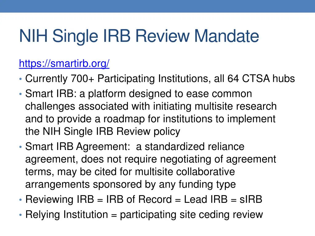 nih single irb review mandate 1