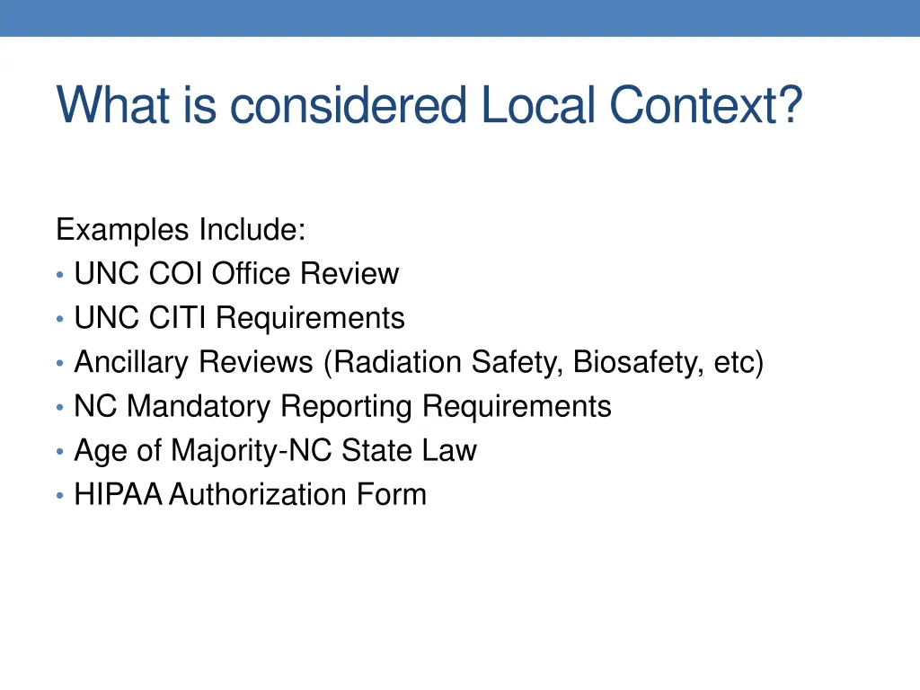 what is considered local context