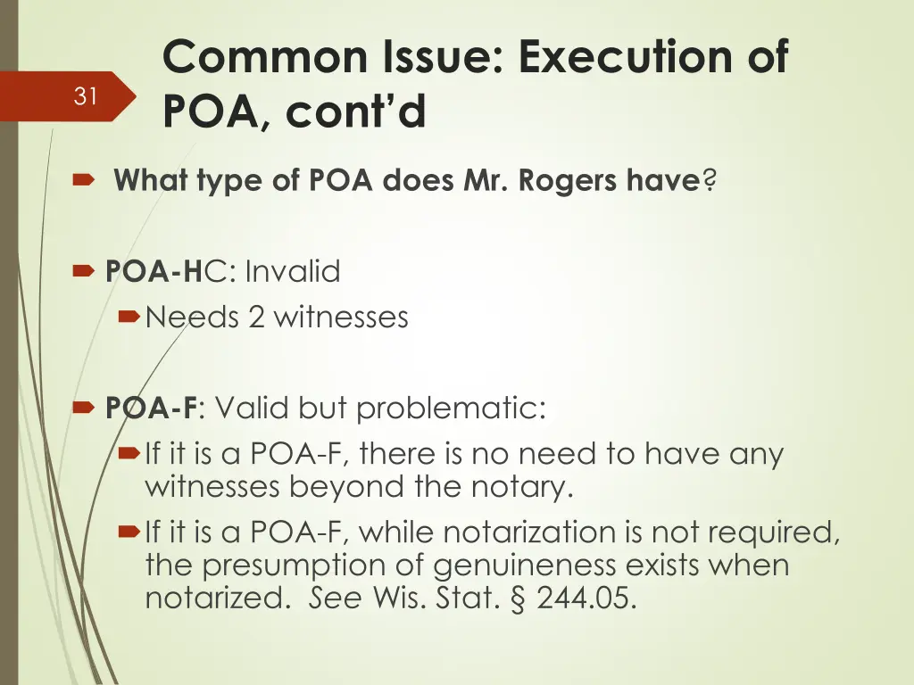 common issue execution of poa cont d