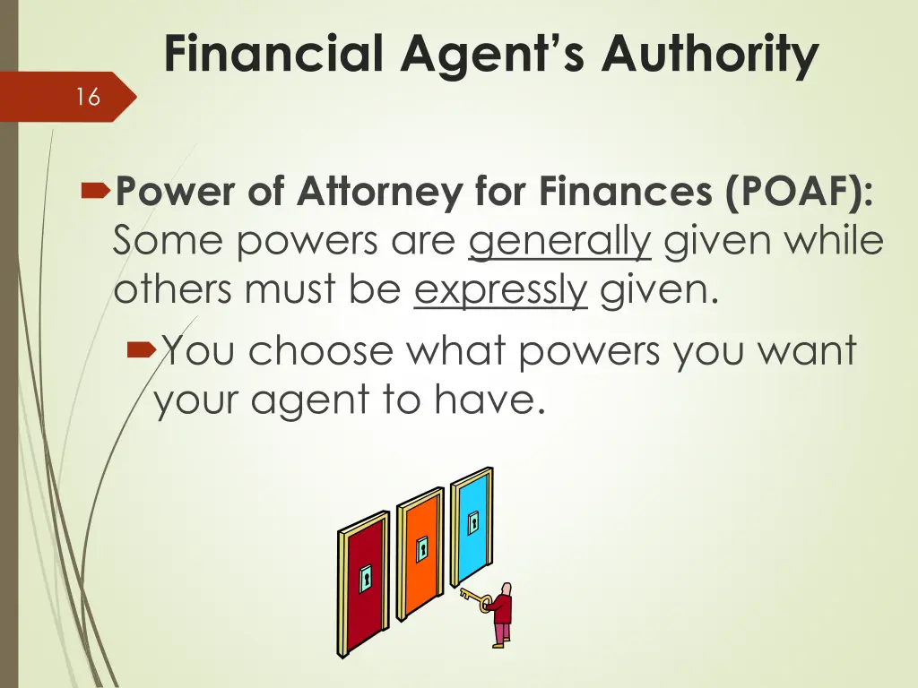 financial agent s authority