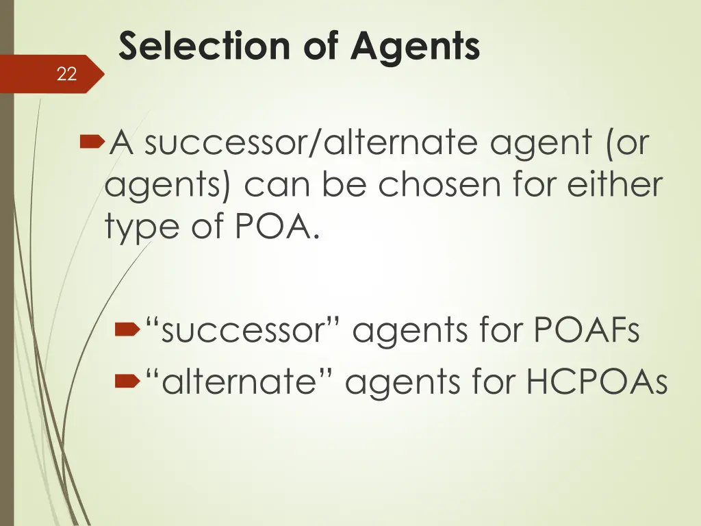 selection of agents 1