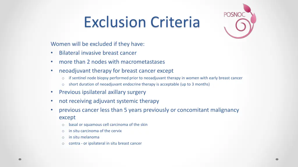 exclusion criteria