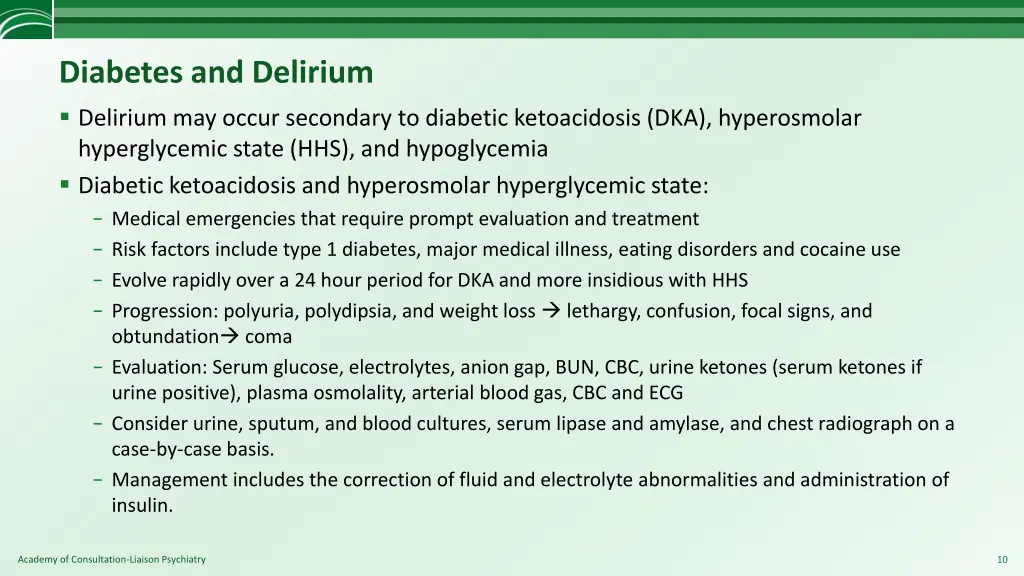 diabetes and delirium delirium may occur