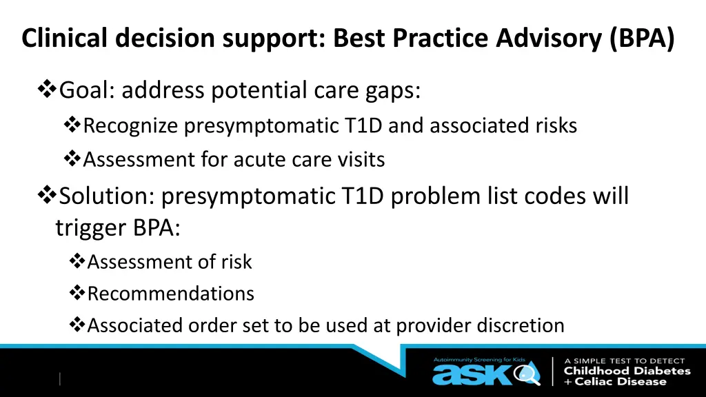 clinical decision support best practice advisory