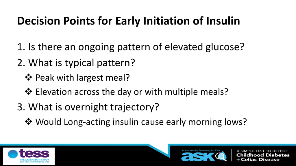 decision points for early initiation of insulin