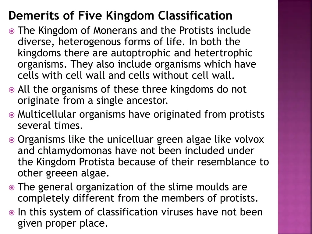 demerits of five kingdom classification