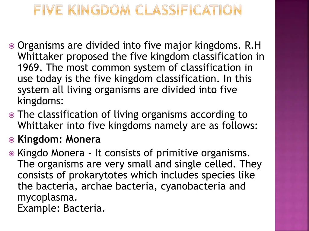 five kingdom classification