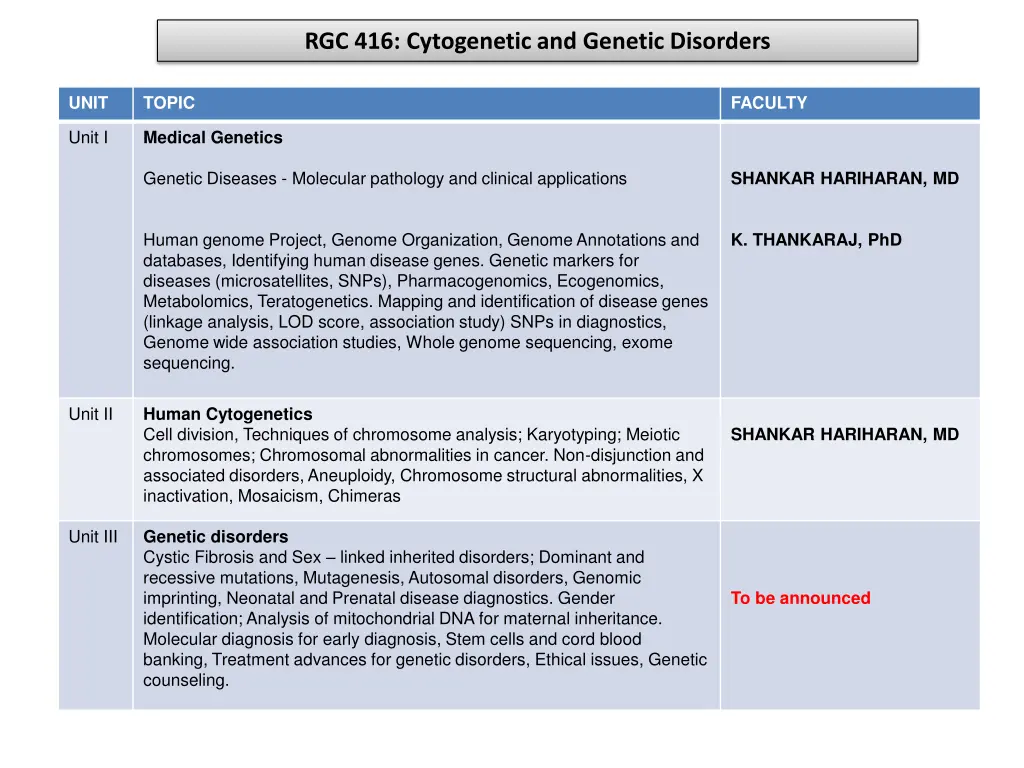 rgc 416 cytogenetic and genetic disorders