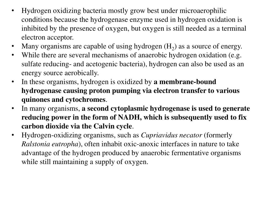 hydrogen oxidizing bacteria mostly grow best