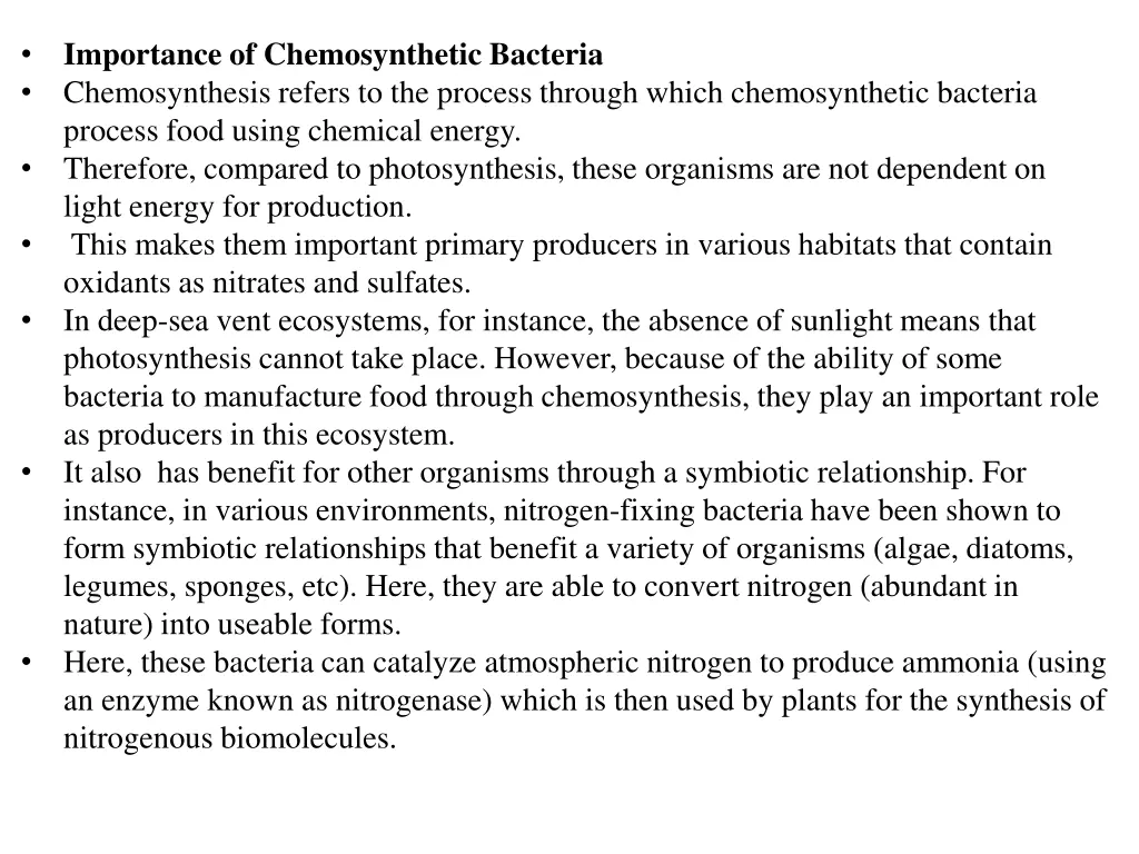 importance of chemosynthetic bacteria