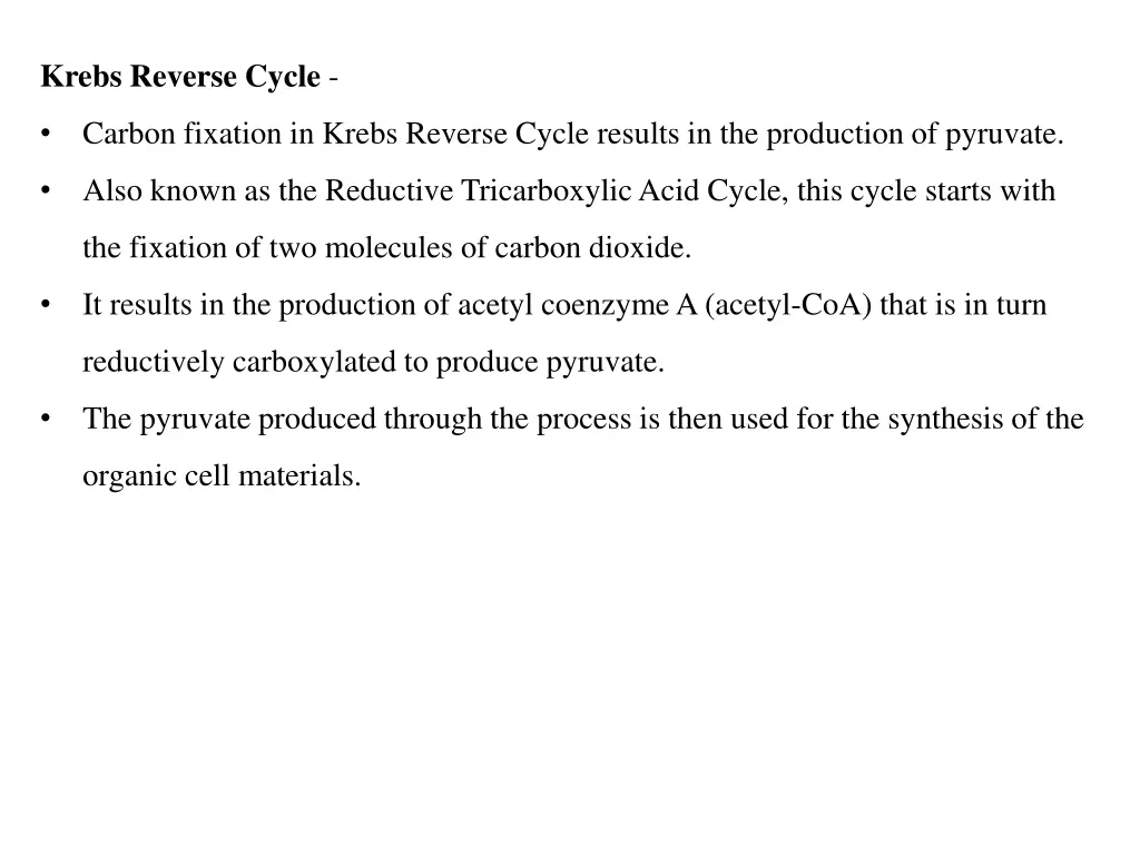 krebs reverse cycle