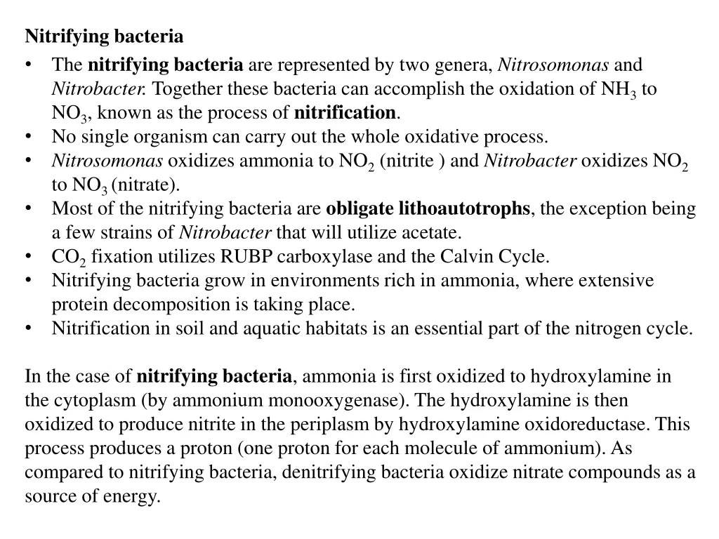 nitrifying bacteria the nitrifying bacteria