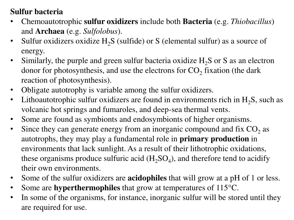 sulfur bacteria chemoautotrophic sulfur oxidizers