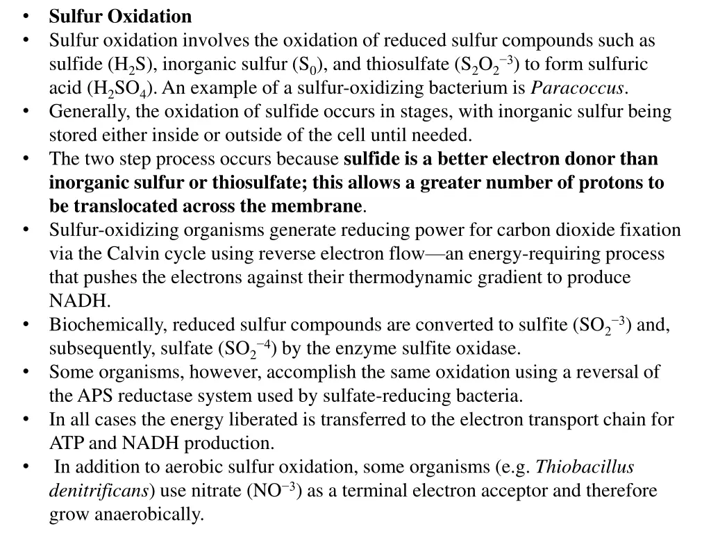 sulfur oxidation sulfur oxidation involves