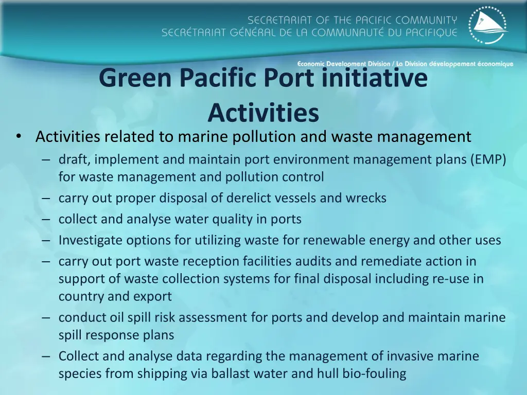 green pacific port initiative activities 2