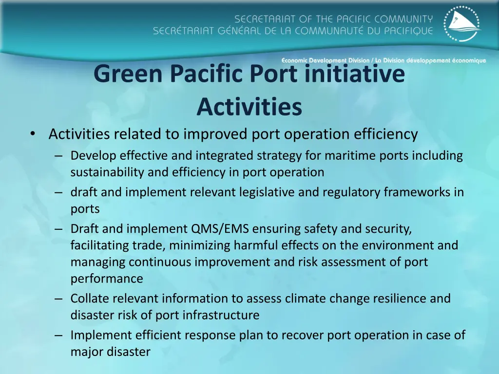 green pacific port initiative activities