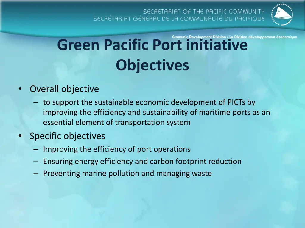 green pacific port initiative objectives