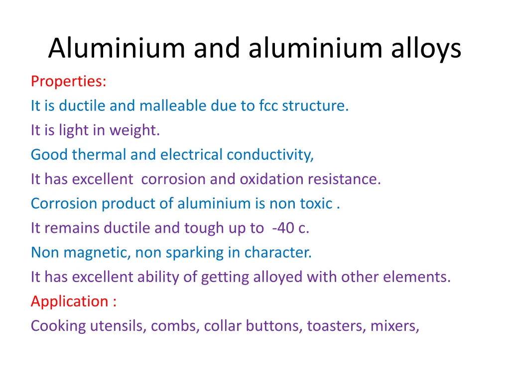 aluminium and aluminium alloys properties