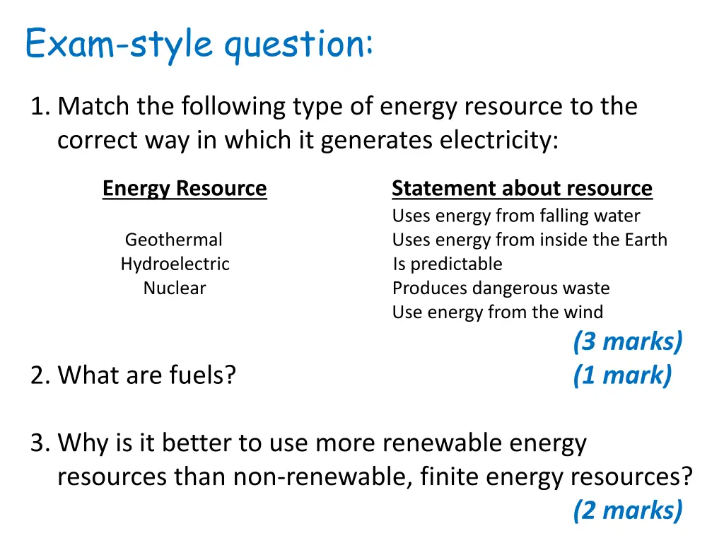 exam style question