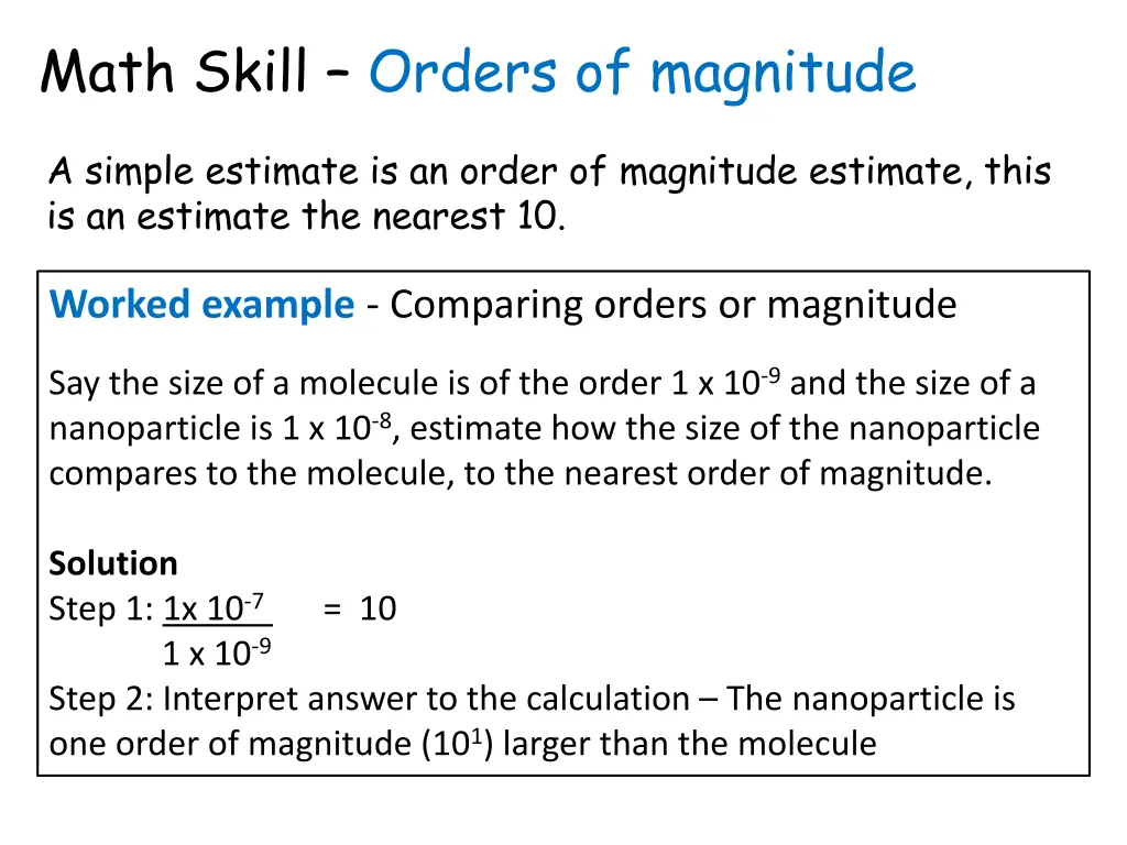 math skill orders of magnitude