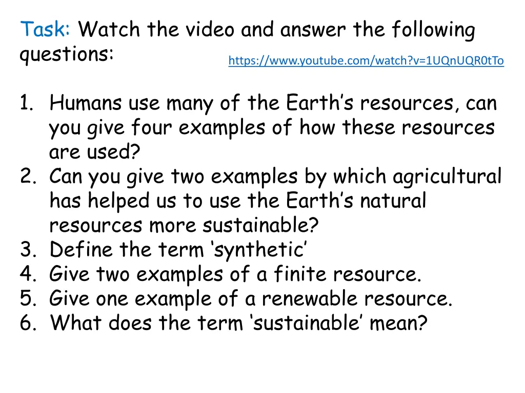 task watch the video and answer the following