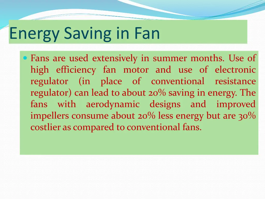 energy saving in fan