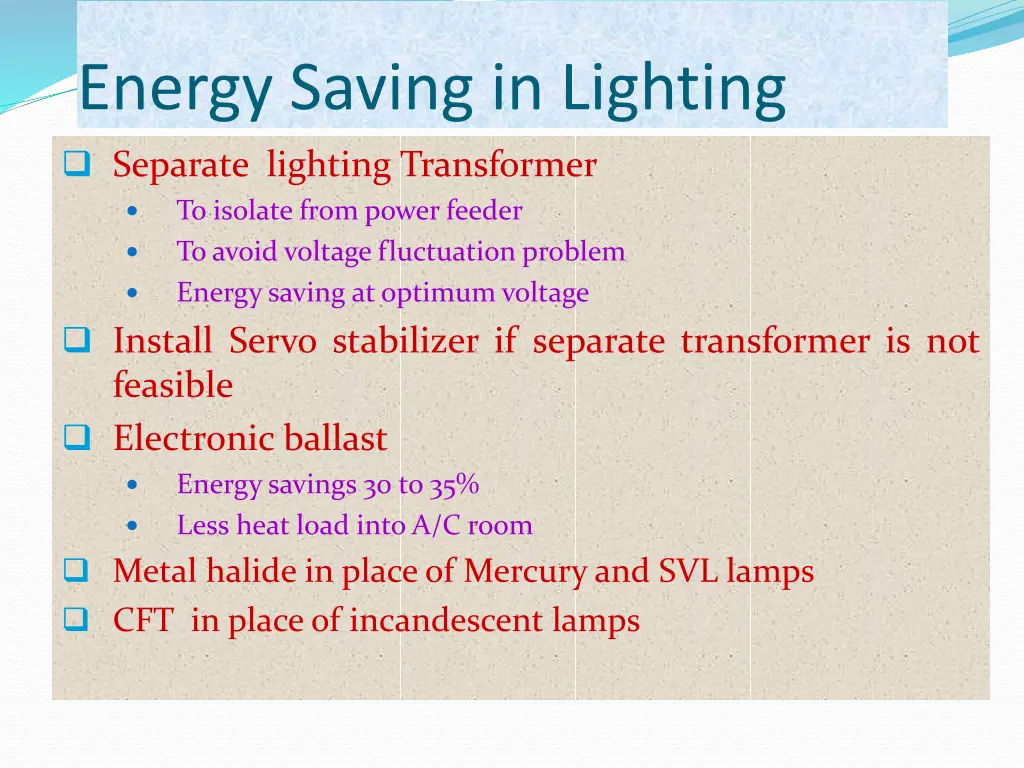 energy saving in lighting