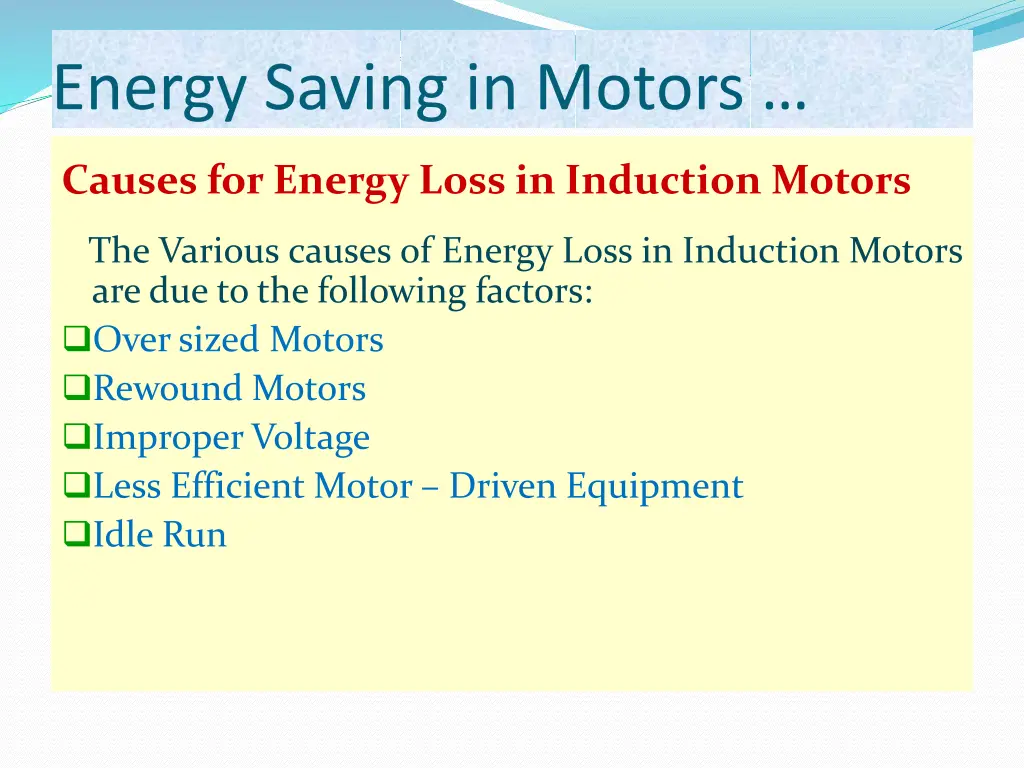 energy saving in motors 1