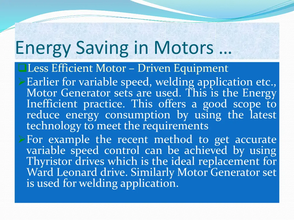 energy saving in motors less efficient motor