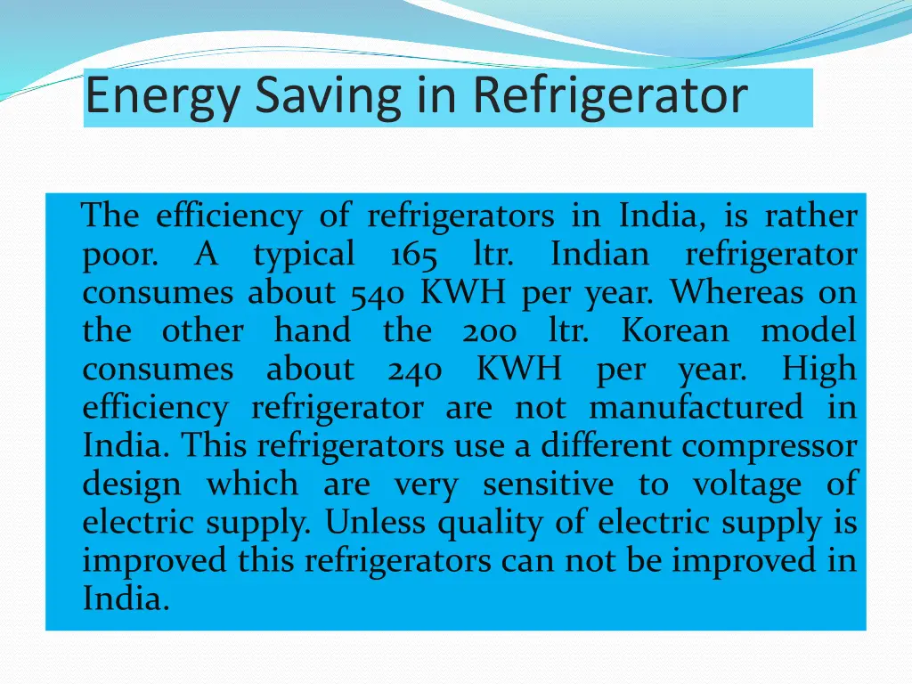 energy saving in refrigerator