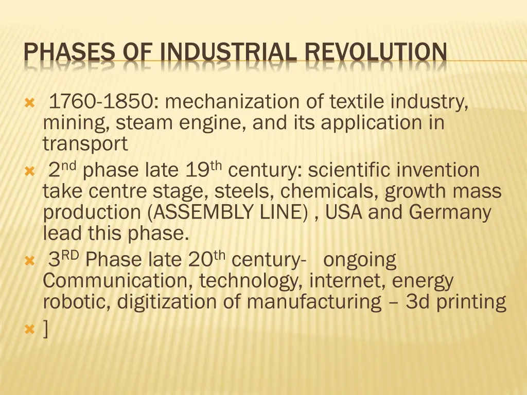 phases of industrial revolution